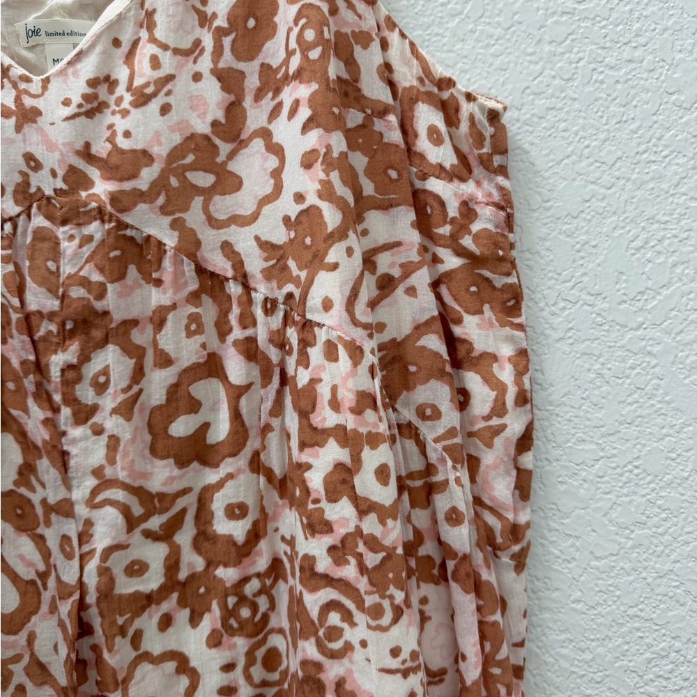 Joie Limited Edition Floral Tiered Maxi Dress - Tan and Cream, Size Medium - Picture 4 of 11